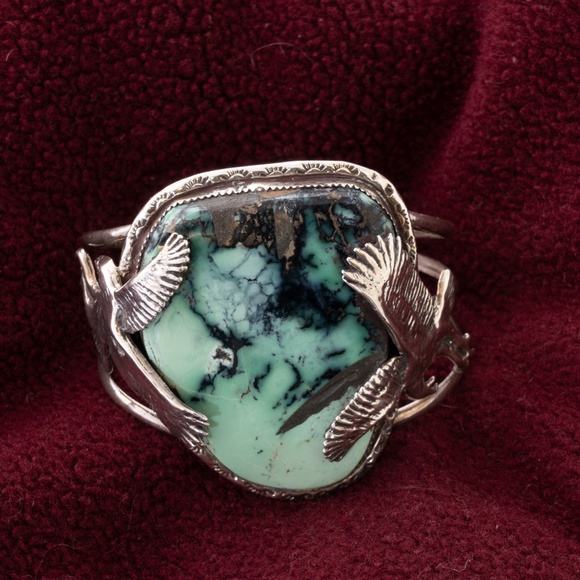 Chrysoprase Sterling Navajo Bracelet - Picture 2 of 8